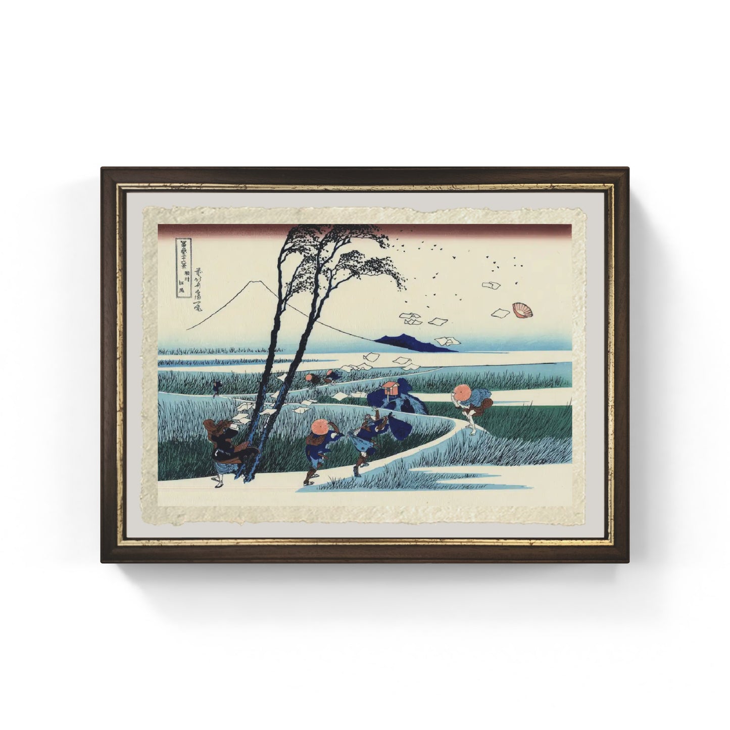 stampa ejiri nella provincia di suruga di katsushika hokusai su carta amalfi