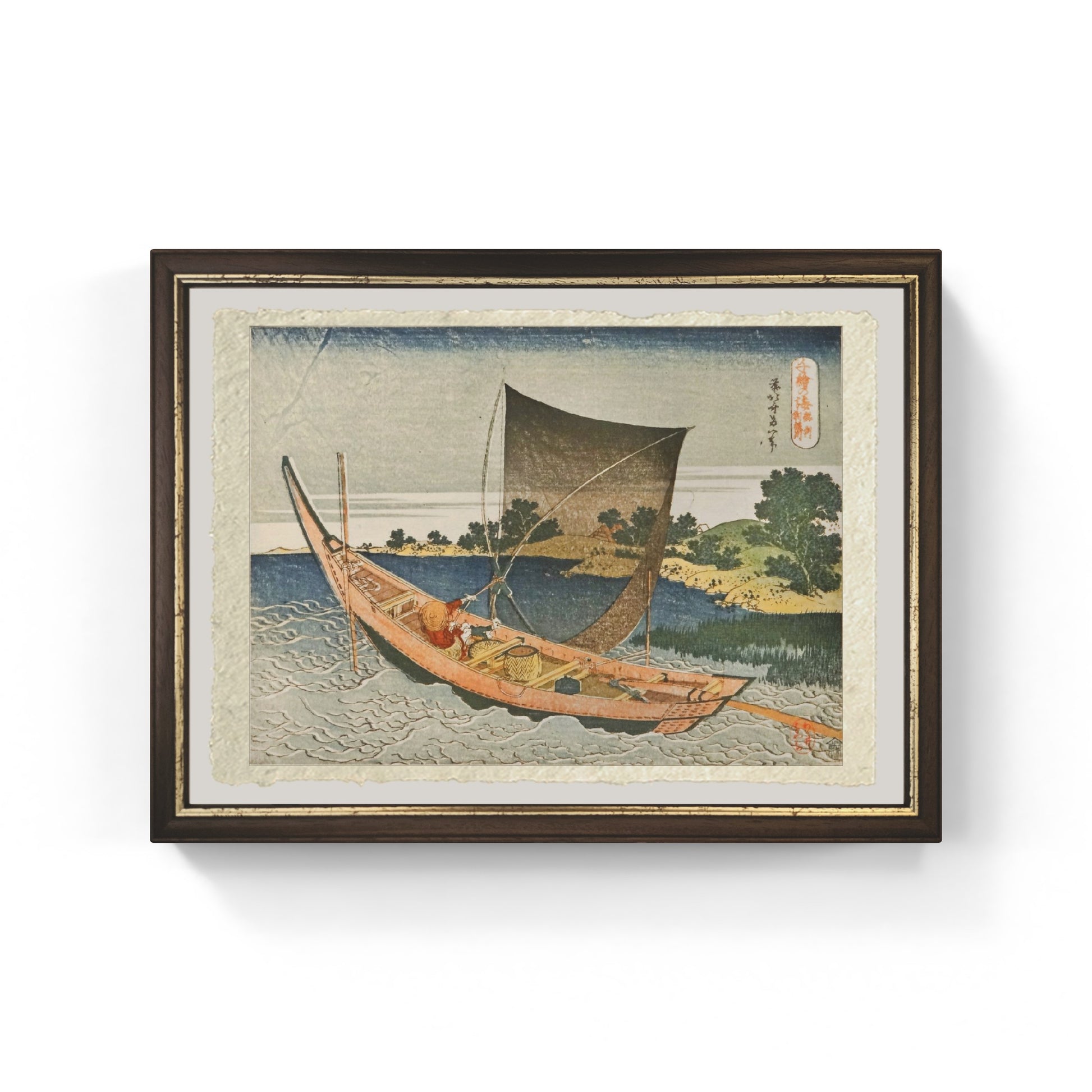 Il fiume Tone nella provincia di Kazusa di Katsushika Hokusai su carta Amalfi