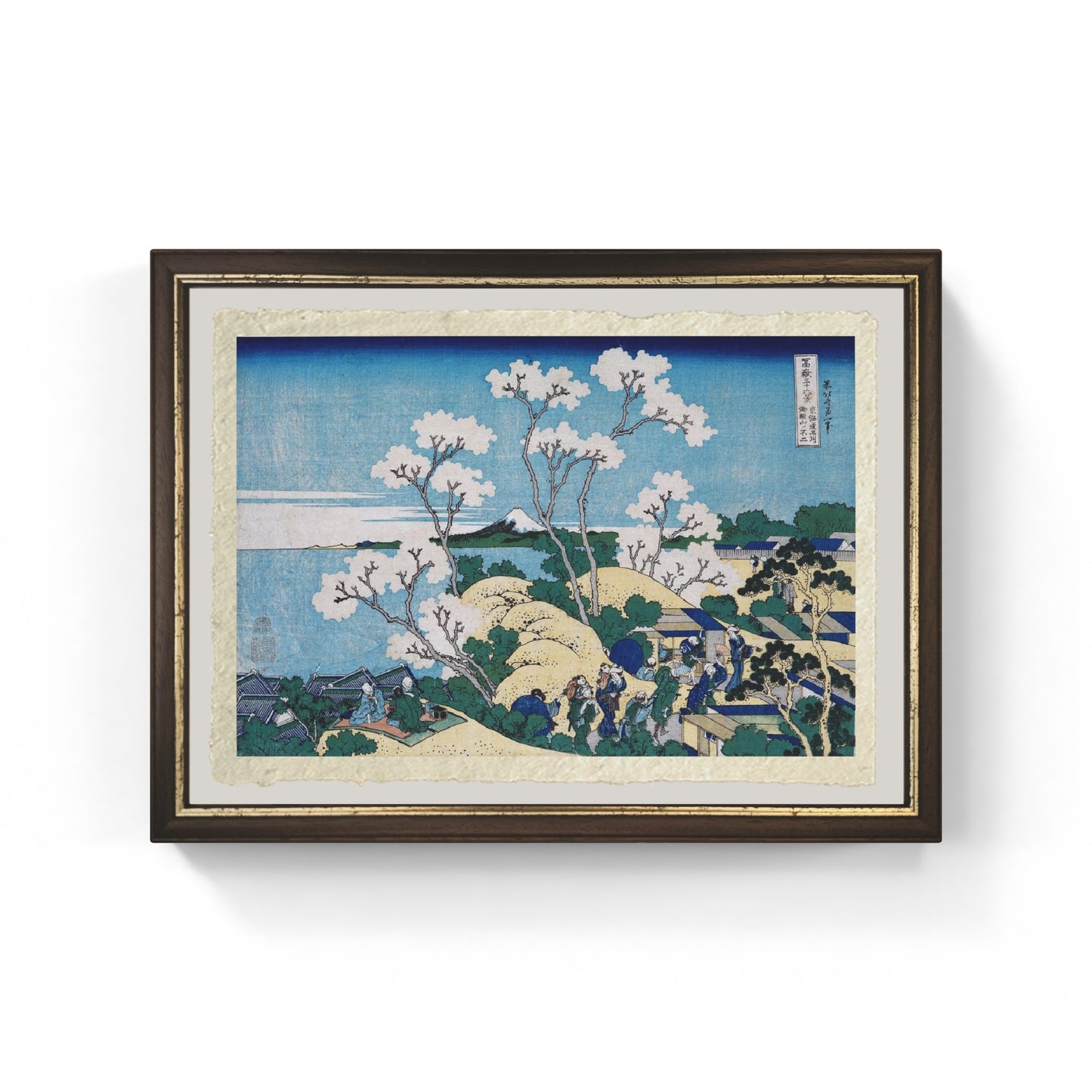 Il Fuji da Gotenyama a Shinagawa sul Tokaido di Katsushika Hokusai stampa su carta Amalfi