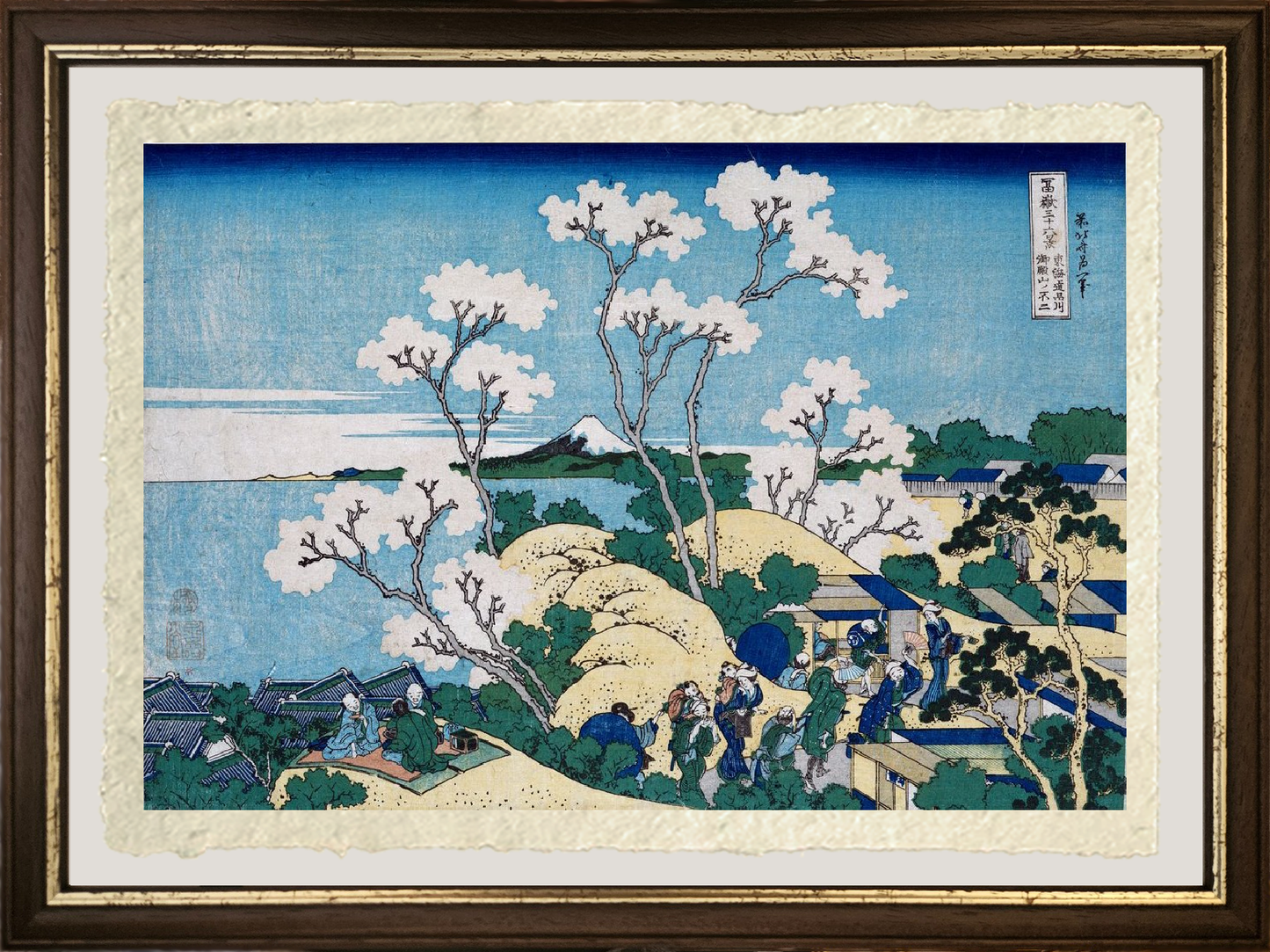 Dettaglio Il Fuji da Gotenyama a Shinagawa sul Tokaido di Katsushika Hokusai stampa su carta Amalfi ad alta risoluzione