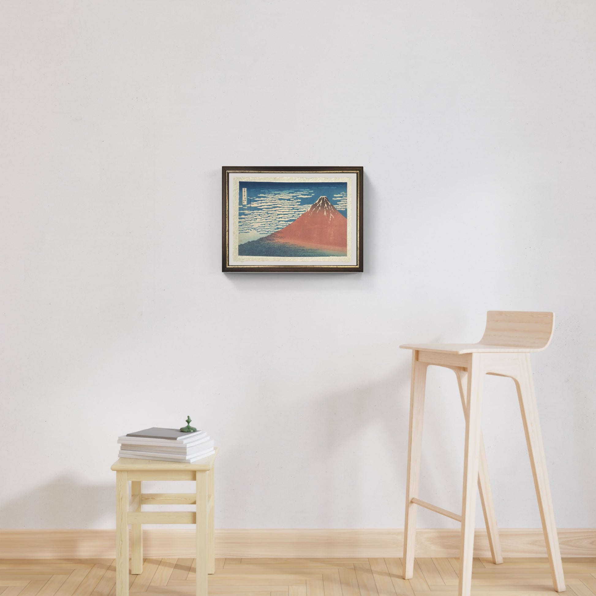 fuji rosso hokusai stampa appesa alla parete su carta amalfi