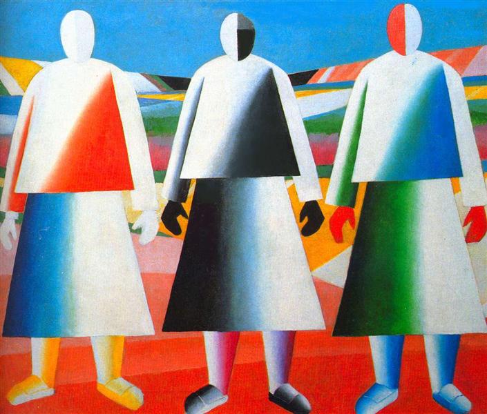 Girls in the fields di Kazmir Malevich su pregiata carta Amalfi