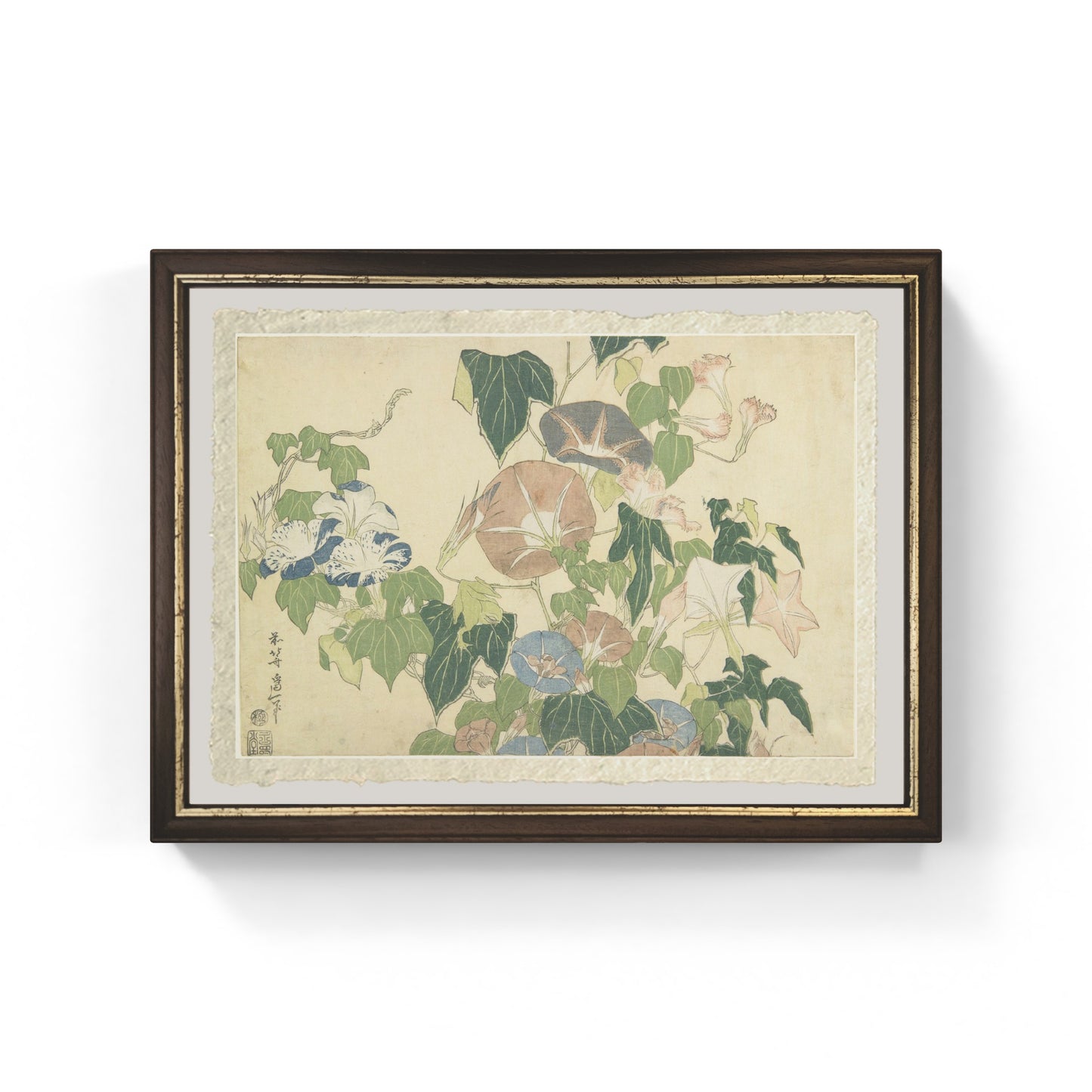 stampa glorie del mattino e rana arboricola di katsushika hokusai su carta amalfi
