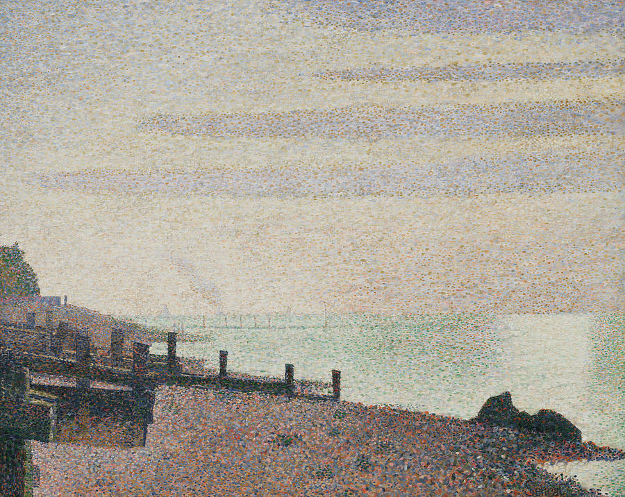 Honfleur una sera, foce della Senna di Georges Seurat su pregiata carta Amalfi