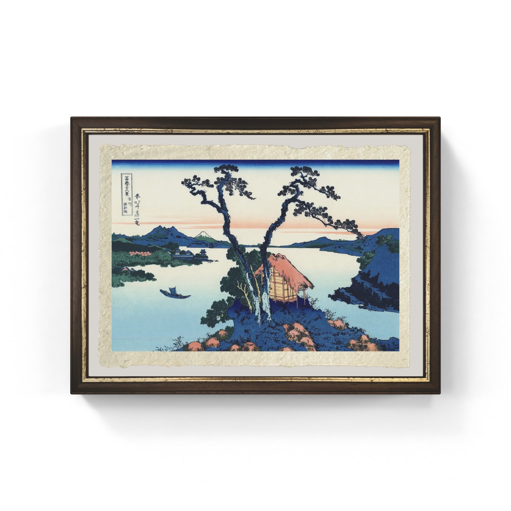 stampa Il lago Suwa nella provincia di Shinano di Katsushika Hokusai su carta Amalfi