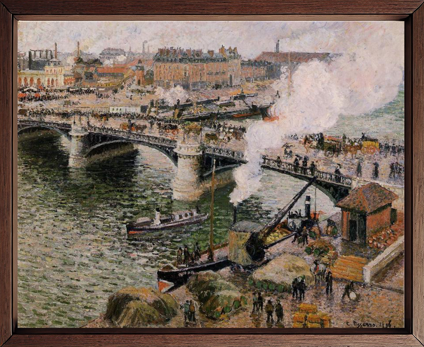 The  Boieldieu Bridge in Rouen, Damp Weather by Camille Pissarro