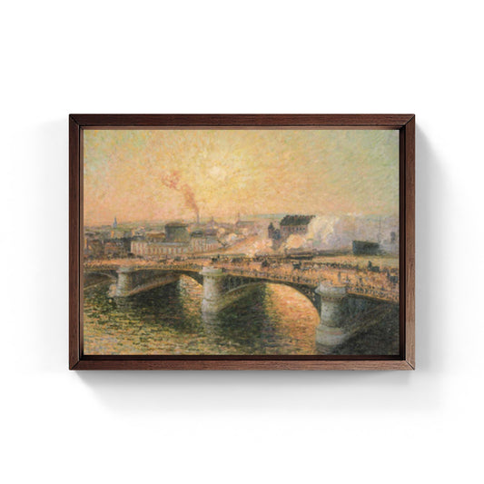 The Boieldieu Bridge at Rouen, Sunset, Misty Weather by Camille Pissarro