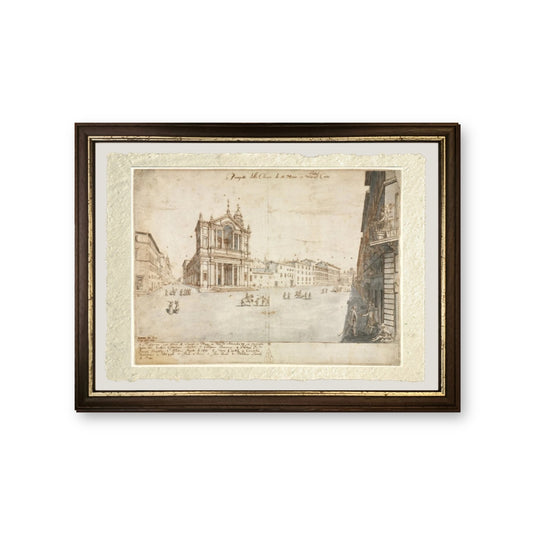 Diciotto vedute di Roma: Santa Maria in Via Lata, 1665 - Lievin Cruyl - riproduzione incorniciata