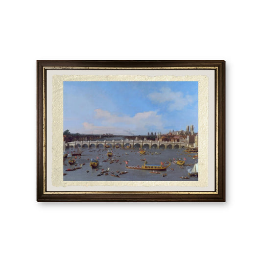 Ponte di Westminster, con la processione del sindaco sul Tamigi - Giovanni Antonio Canal detto Canaletto - riproduzione incorniciata