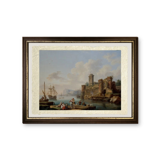 Scena di porto - Jakob-Philipp Hackert - riproduzione incorniciata