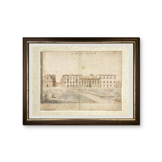 Diciotto Vedute di Roma: Il Collegio di Propaganda Fide, 1665 - Lievin Cruyl - riproduzione incorniciata