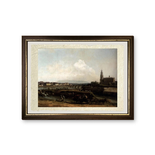 Dresda dalla riva sinistra dell'Elba, sotto le fortificazioni - Bernardo Bellotto - riproduzione incorniciata