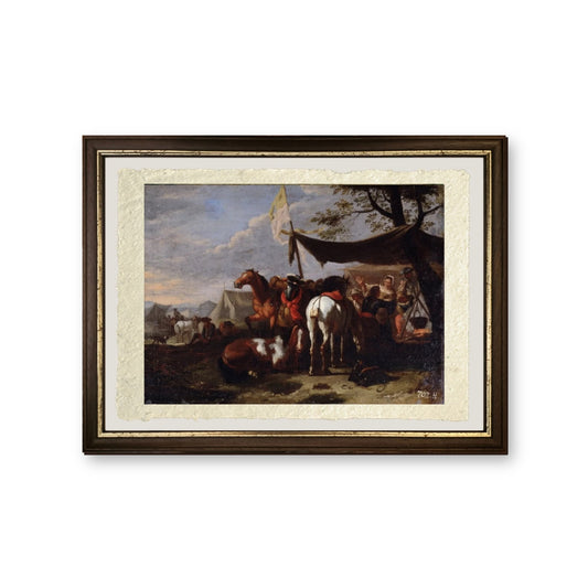 Gruppo di cavalieri al campo - Jan Frans van Bloemen - riproduzione incorniciata