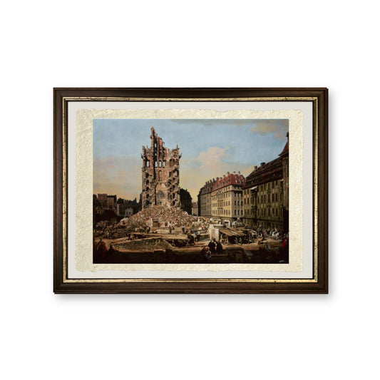 Le rovine della vecchia Kreuzkirche - Bernardo Bellotto - riproduzione incorniciata