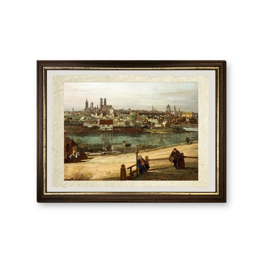 Veduta di Monaco da Haidhausen con il fiume Isar al centro (dettaglio) - Bernardo Bellotto - riproduzione incorniciata