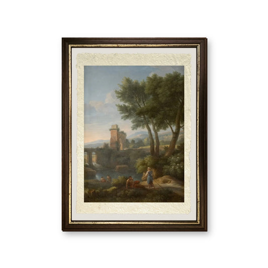 Paesaggio al ponte - Jan Frans van Bloemen - riproduzione incorniciata