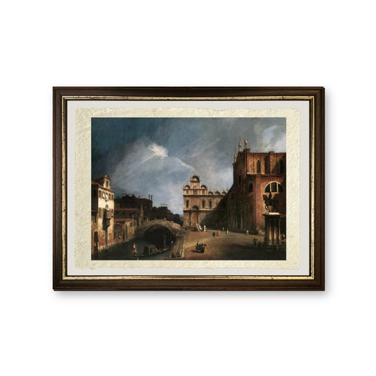Santi Giovanni e Paolo e la Scuola di San Marco - Giovanni Antonio Canal detto Canaletto - riproduzione incorniciata