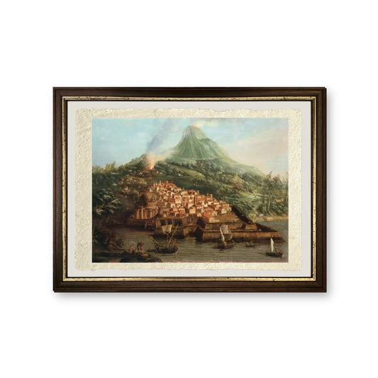 Un'isola vulcanica con un porto e navi - Giovanni Antonio Canal detto Canaletto - riproduzione incorniciata