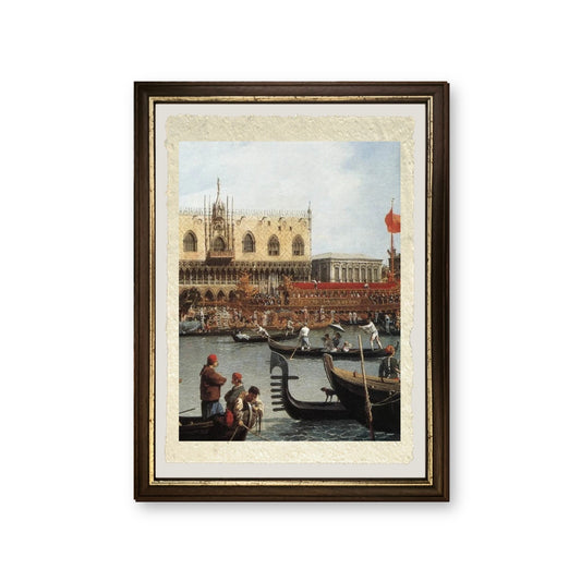 Ritorno del Bucintoro al Molo il giorno dell'Ascensione (dettaglio) - Giovanni Antonio Canal detto Canaletto - riproduzione incorniciata