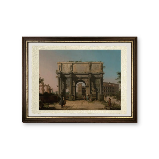 Veduta dell'Arco di Costantino con il Colosseo - Giovanni Antonio Canal detto Canaletto - riproduzione incorniciata