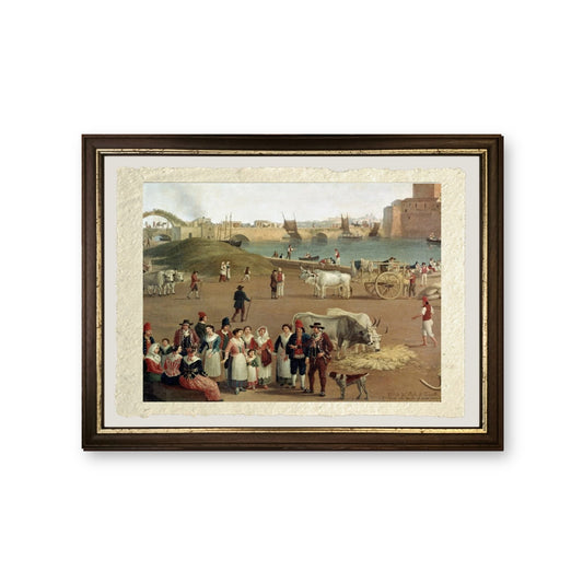 Veduta del porto di Taranto (dettaglio) - Jakob Philipp Hackert - riproduzione incorniciata