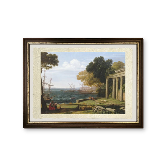 Vista del mare, porto e anfiteatro di Pola - Jan Frans van Bloemen - riproduzione incorniciata
