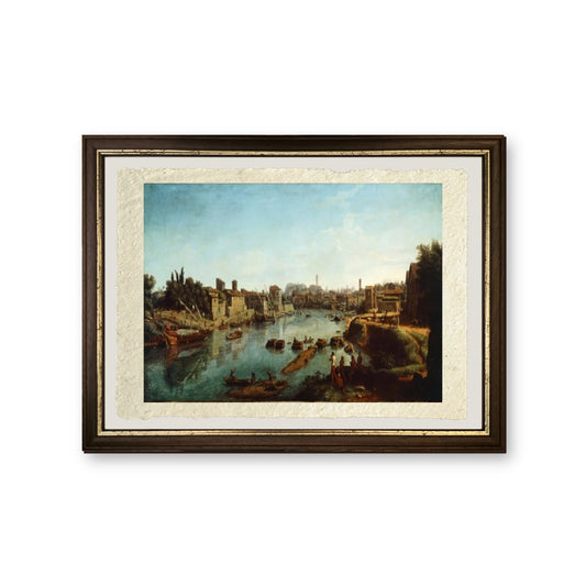Veduta del Tevere - Gaspare Vanvitelli - Gaspar van Wittel - riproduzione incorniciata