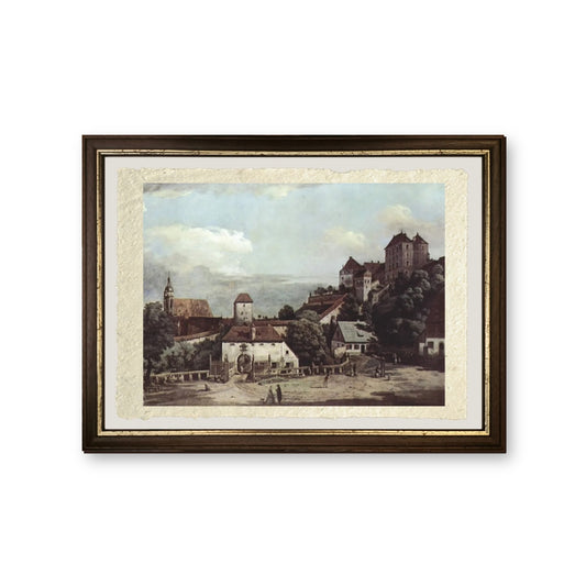 Pirna vista dal lato sud, con fortificazioni e Obertor - Bernardo Bellotto - riproduzione incorniciata