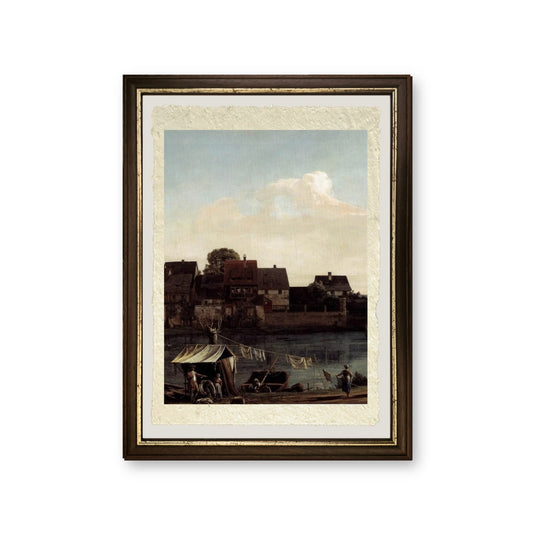 Pirna vista dalla città portuale - Bernardo  Bellotto - riproduzione incorniciata