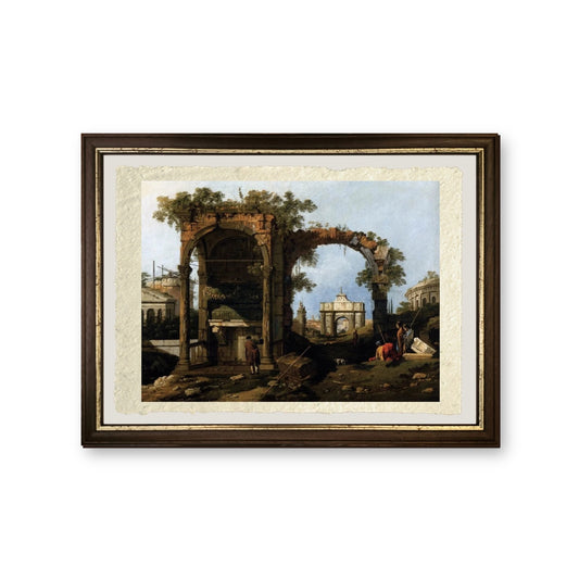 Capriccio con rovine classiche e edifici - Giovanni Antonio Canal detto Canaletto - riproduzione incorniciata