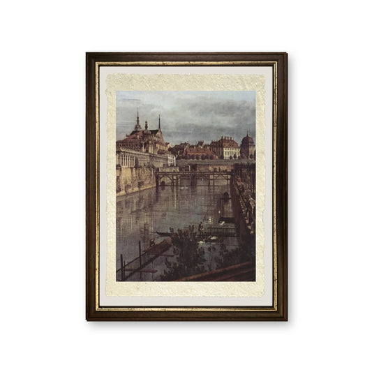 Veduta di Dresda, Il vecchio fossato dello Zwinger - Bernardo Bellotto - riproduzione incorniciata