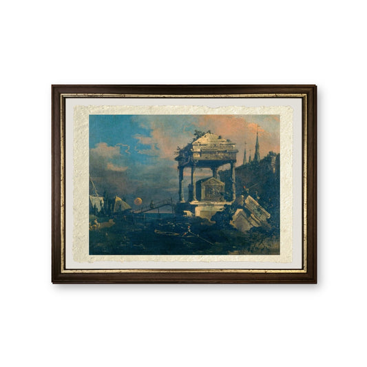 Capriccio con una tomba - Giovanni Antonio Canal detto Canaletto - riproduzione incorniciata