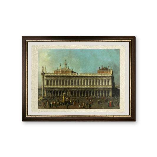 La Biblioteca e la Piazzetta - Giovanni Antonio Canal detto Canaletto - riproduzione incorniciata