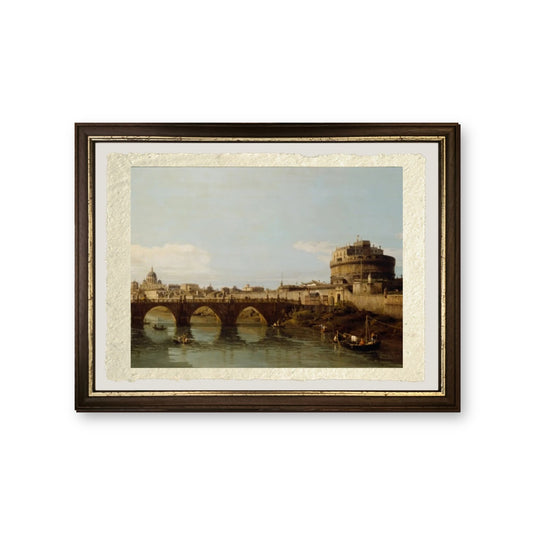 Veduta del Tevere a Roma con Castel Sant'Angelo - Bernardo Bellotto - riproduzione incorniciata