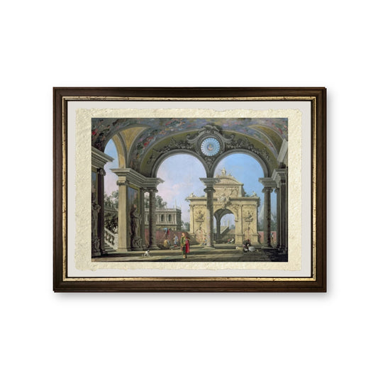 Capriccio di un arco trionfale 1750 - Giovanni Antonio Canal detto Canaletto - riproduzione incorniciata