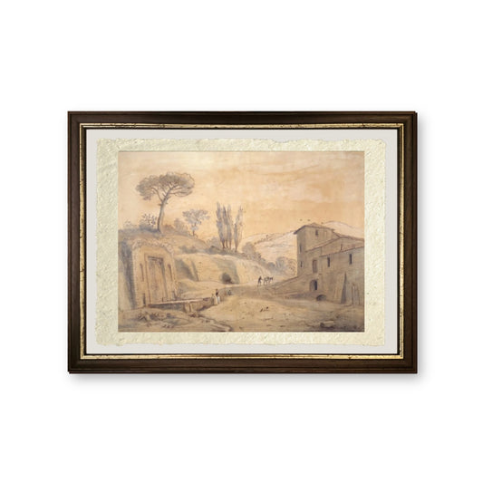 La Fontana Antica e l'Arco a Grottaferrata, Roma - Gaspare Vanvitelli - Gaspar van Wittel - riproduzione incorniciata