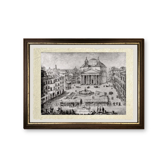 Veduta del Pantheon, Roma, primi anni 1670 - Lievin Cruyl - riproduzione incorniciata