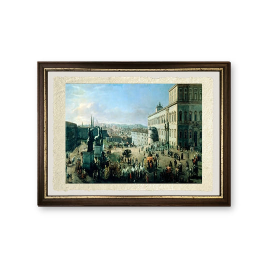 Piazza e Palazzo del Monte Cavallo - Gaspare Vanvitelli - Gaspar van Wittel - riproduzione incorniciata