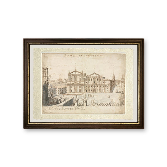 Diciotto vedute di Roma: La chiesa di Santa Maria in Vallicella, 1665 - Lievin Cruyl - riproduzione incorniciata