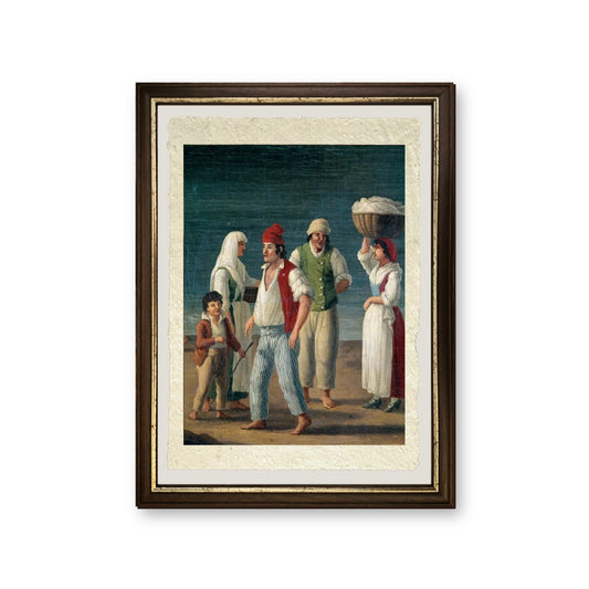 Pescatori e contadine di Barletta - Jakob-Philipp Hackert - riproduzione incorniciata