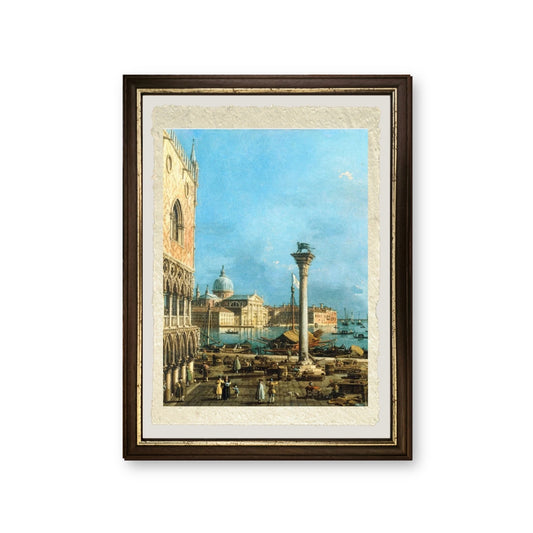 La Piazzetta, Venezia, con il Bacino di S. Marco - Giovanni Antonio Canal detto Canaletto - riproduzione incorniciata