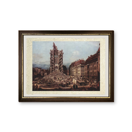 Le rovine della vecchia Kreuzkirche, Dresda - Bernardo Bellotto - riproduzione incorniciata