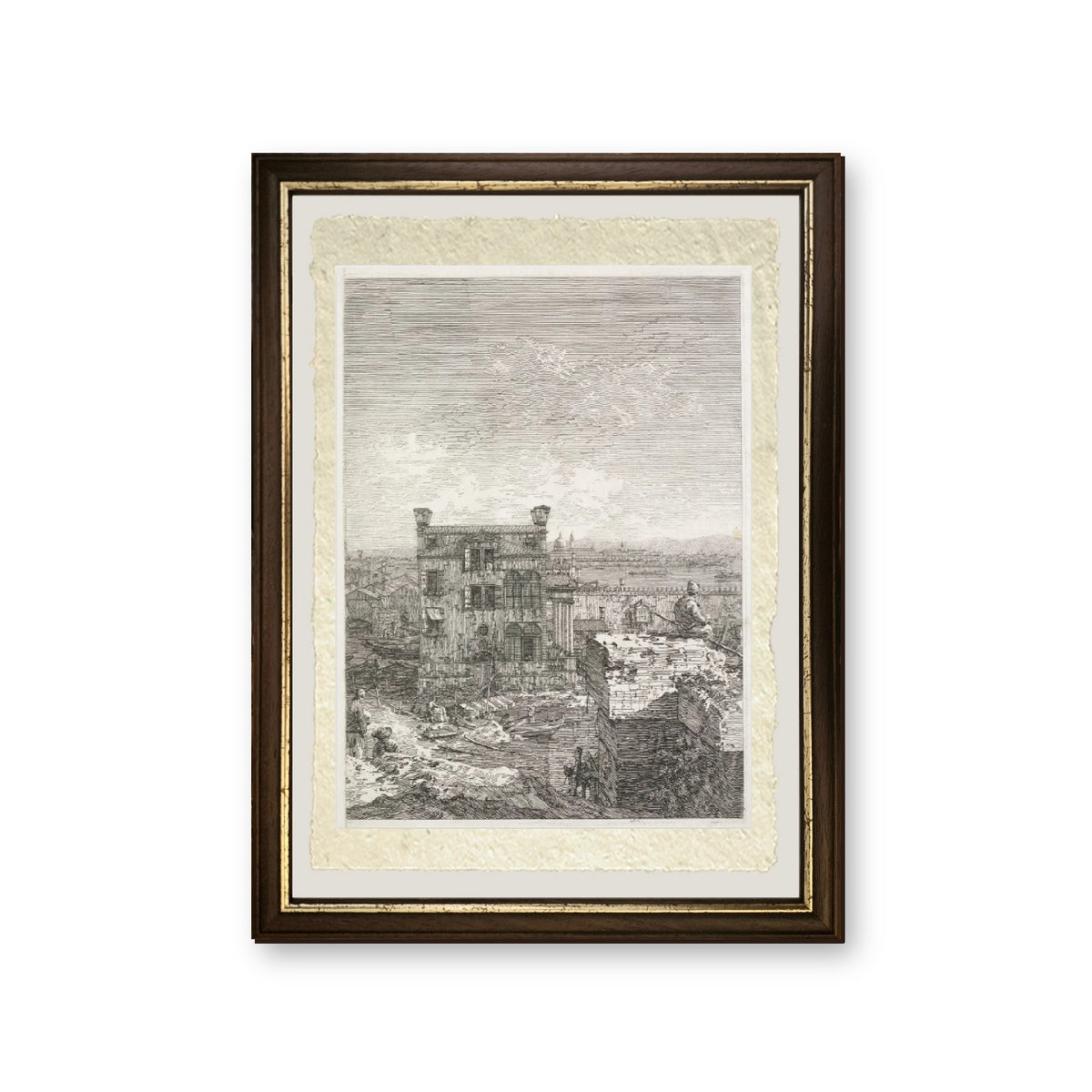 Una casa circondata da sei colonne - Giovanni Antonio Canal detto Canaletto - riproduzione incorniciata