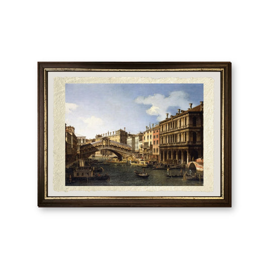 Il Ponte di Rialto, Venezia, da Sud - Giovanni Antonio Canal detto Canaletto - riproduzione incorniciata