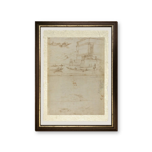Studi del Lago Maggiore e dell'Ingresso a un Palazzo - Gaspare Vanvitelli - Gaspar van Wittel - riproduzione incorniciata