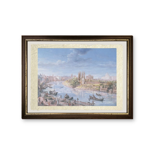 Veduta di Roma con San Pietro e Castel Sant'Angelo in lontananza, 1685 - Gaspare Vanvitelli - Gaspar van Wittel - riproduzione incorniciata