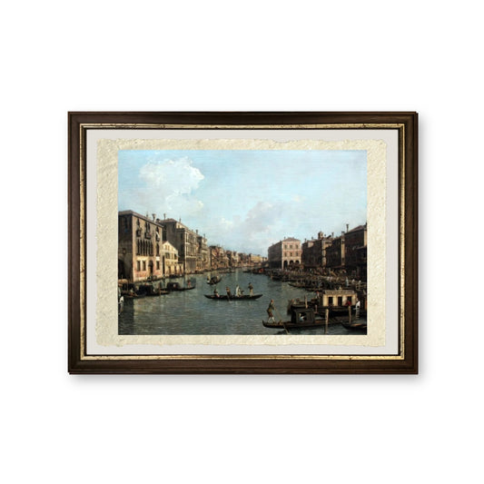 Il Canal Grande con vista a sud-est del Ponte di Rialto - Giovanni Antonio Canal detto Canaletto - riproduzione incorniciata