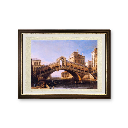 Capriccio del Ponte di Rialto con la Laguna - Giovanni Antonio Canal detto Canaletto - riproduzione incorniciata