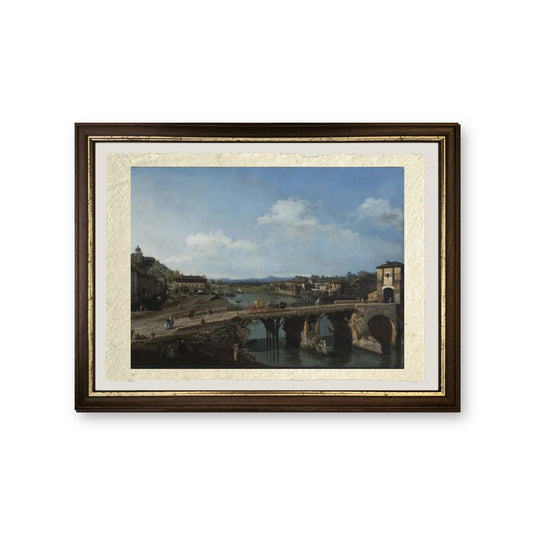 Veduta dell'antico ponte sul Po a Torino - Bernardo Bellotto - riproduzione incorniciata