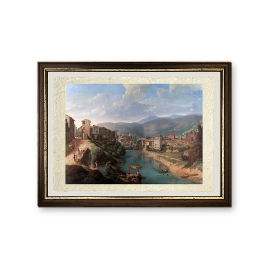 Veduta dell'Aniene a Tivoli, c.1710-15 - Gaspare Vanvitelli - Gaspar van Wittel - riproduzione incorniciata